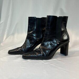 Circa Joan & David Black Leather Ankle Boots | Women’s 7.5